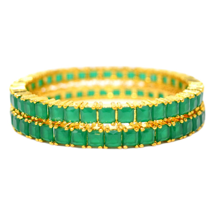 Green Stone Bangle Pair